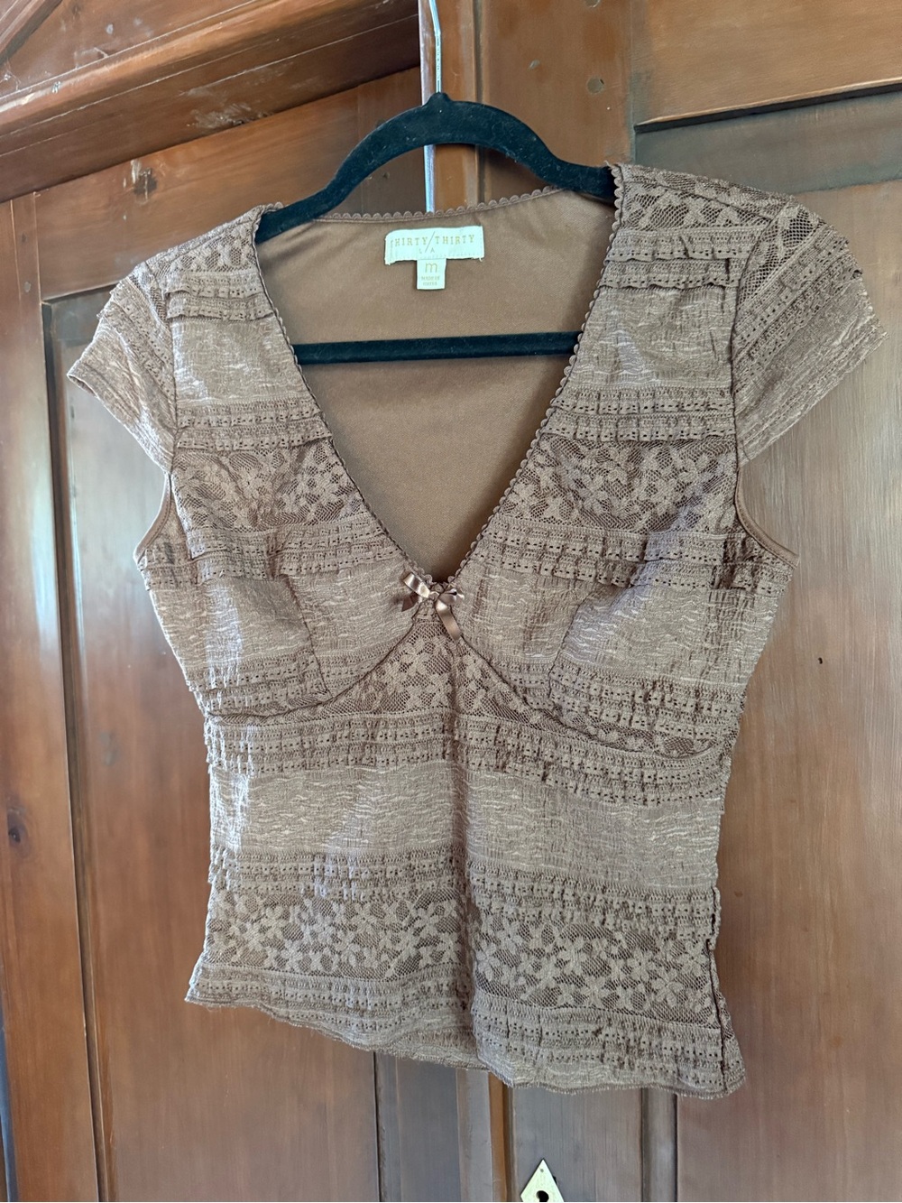Thirty Thirty Y2K Brown Lace Baby Doll Top